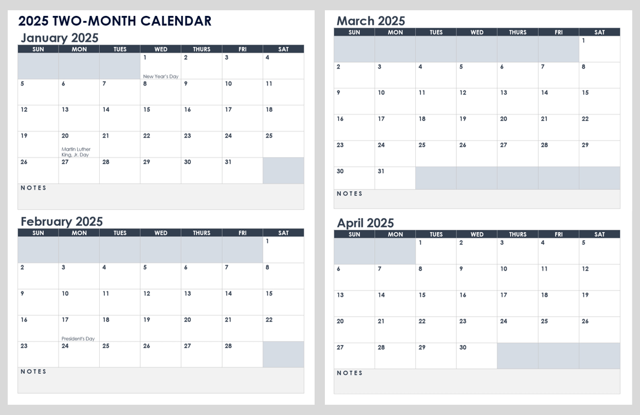 15 Free 2025 Monthly Calendar Templates | Smartsheet within Printable Calendar 2025 2 Months