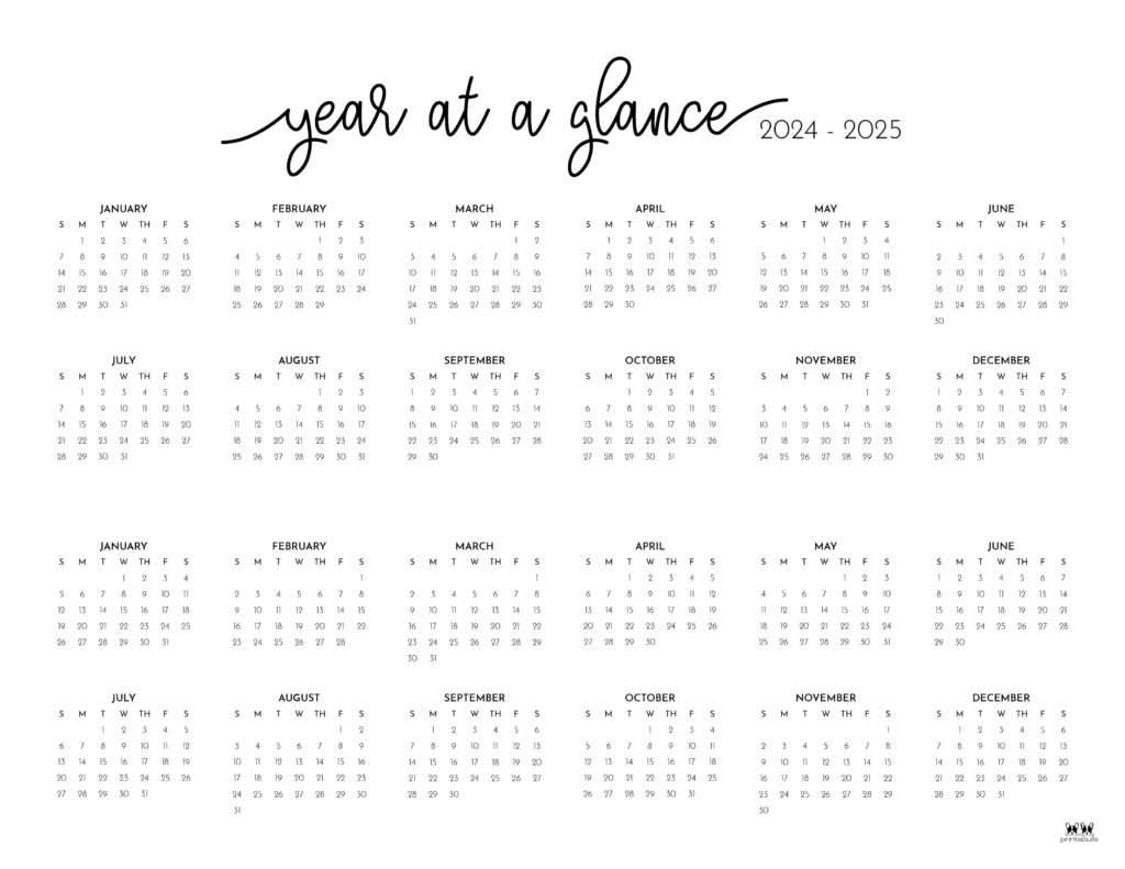 2024-2025 Two Year Calendars - 10 Free Printables | Printabulls in Free 2024 and 2025 Calendar Printable