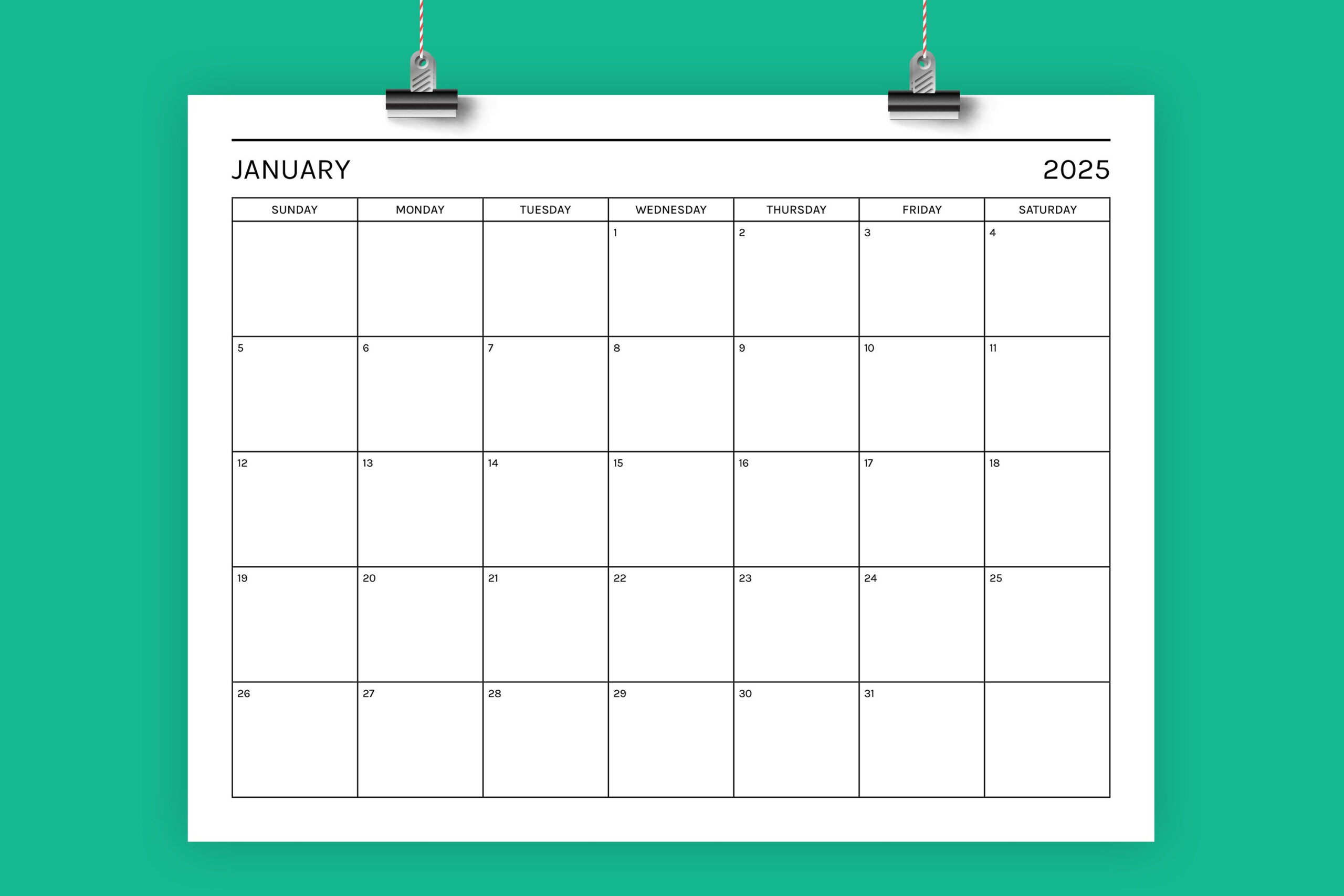 2025 Basic Modern 8.5 X 11 Inch Calendar Template within 8.5 X 11 Printable 2025 Calendar