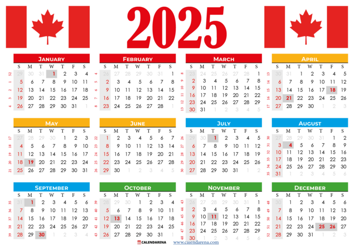 Printable Calendar 2025 Canadian Holidays
