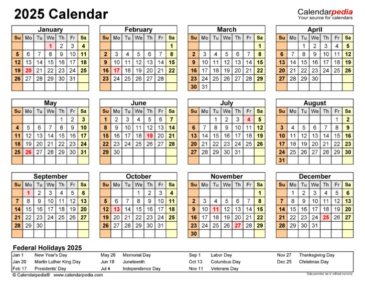 Free Printable Calendar 2025 Time and Date