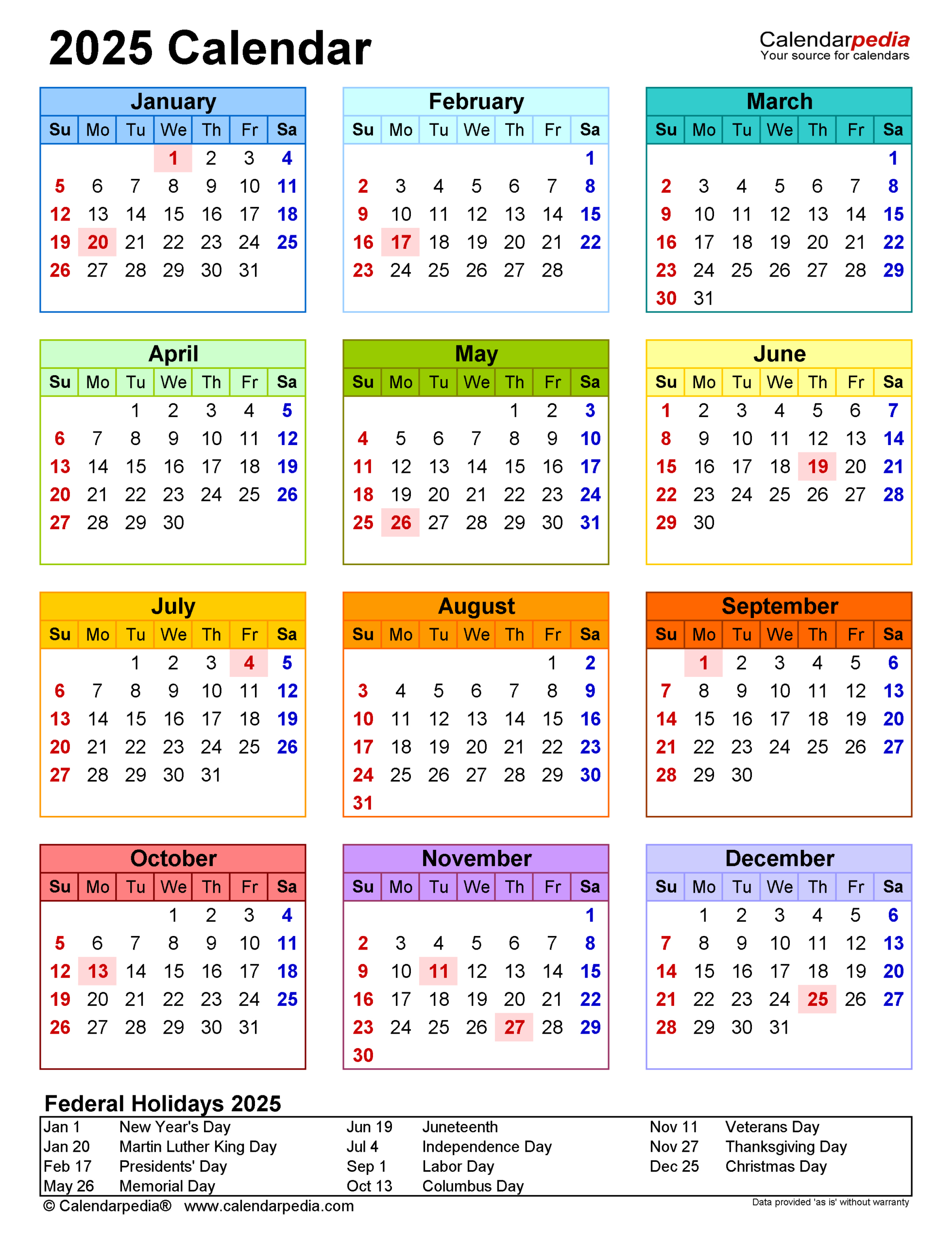 2025 Calendar - Free Printable Pdf Templates | Calendarpedia regarding Printable Pocket Calendar 2025