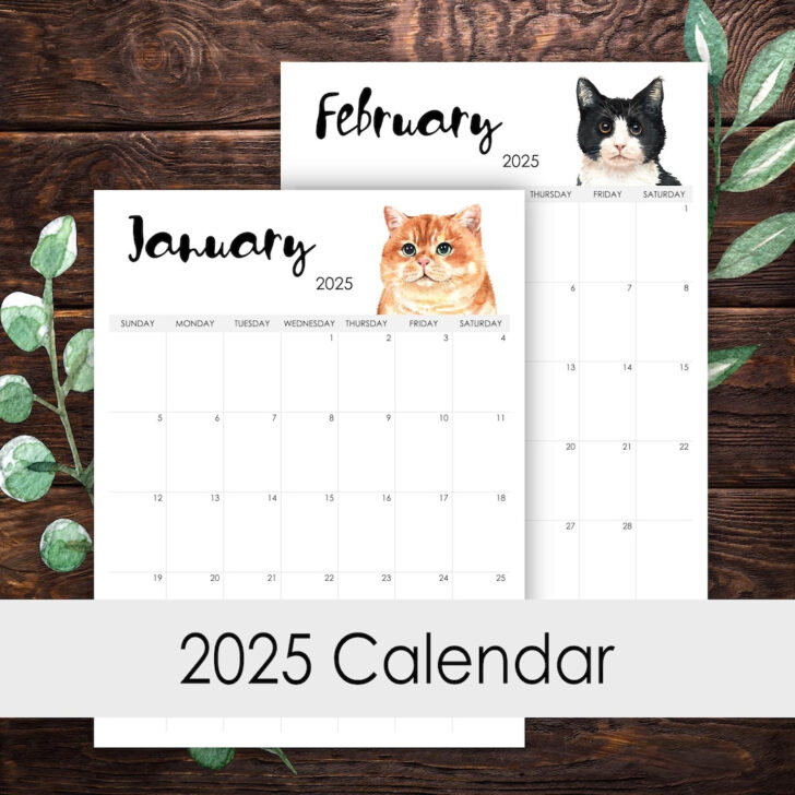 Printable Calendar 2025 Cat