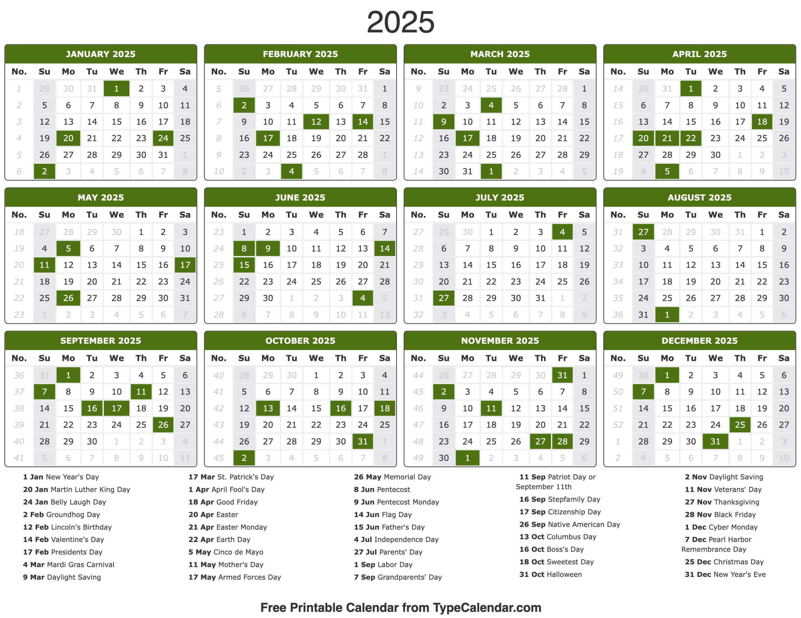 2025 Calendar - Printable Calendar 2025 With Holidays with regard to 2025 Calendar With Holidays Printable
