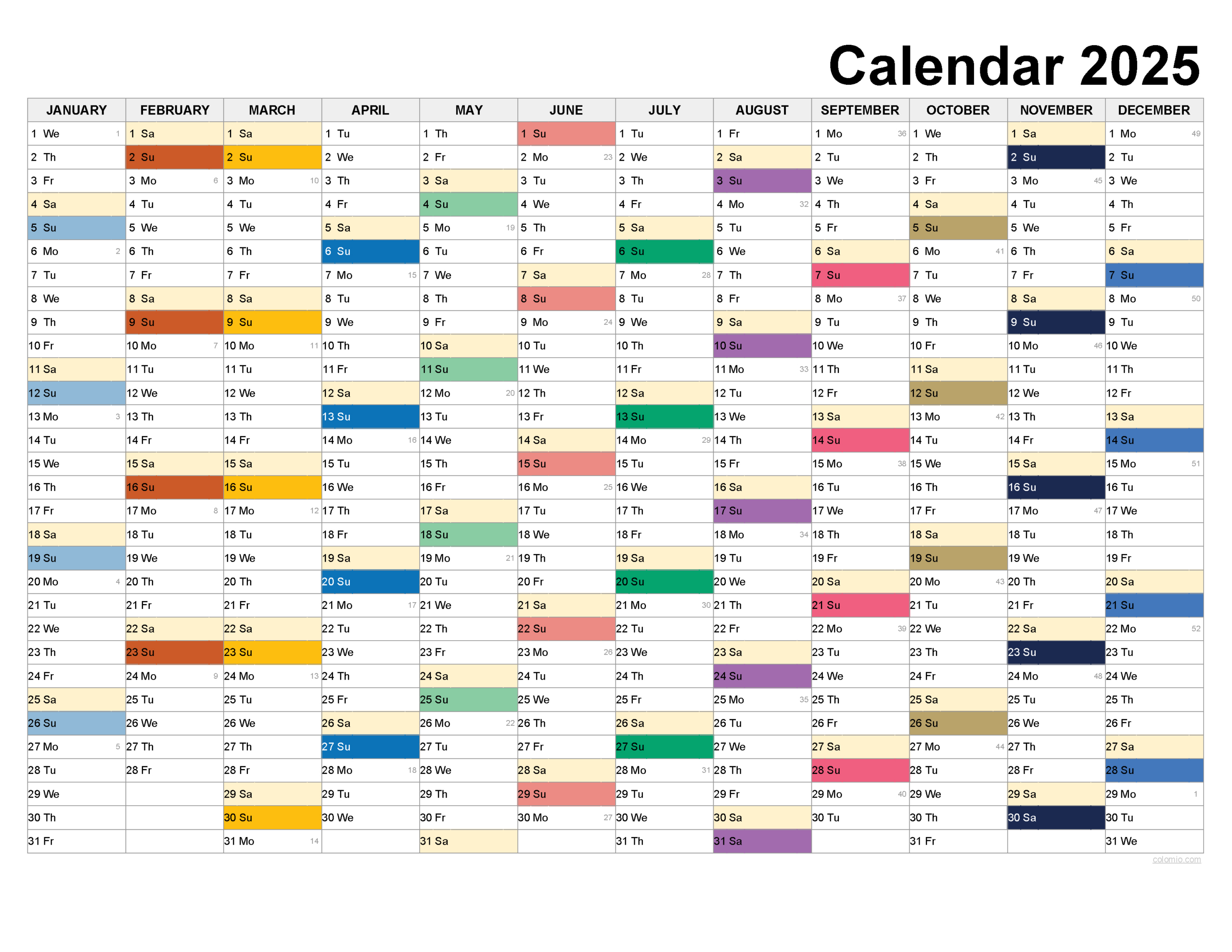 2025 Calendar Printable, ✓ Pdf, Excel And Image File - Free inside National Day Calendar 2025 Printable Free Download