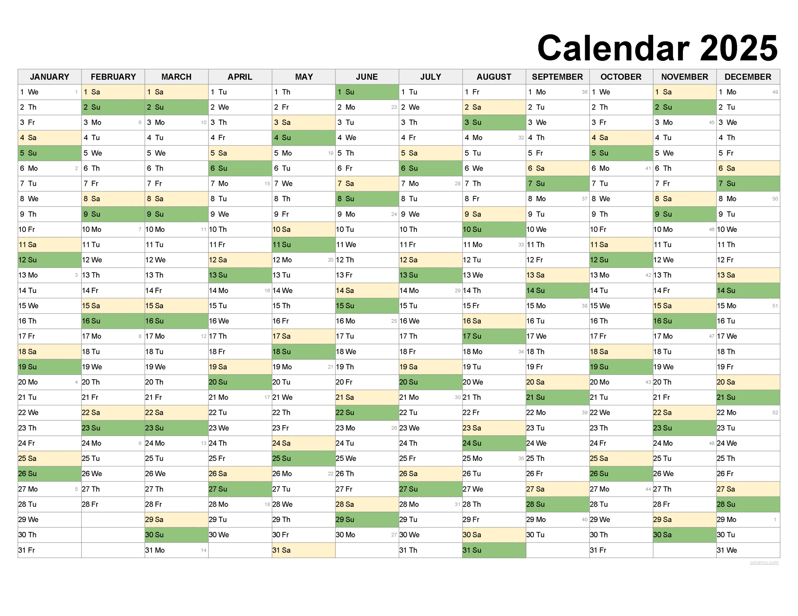2025 Calendar Printable, ✓ Pdf, Excel And Image File - Free throughout Free Printable Wall Calendar 2025