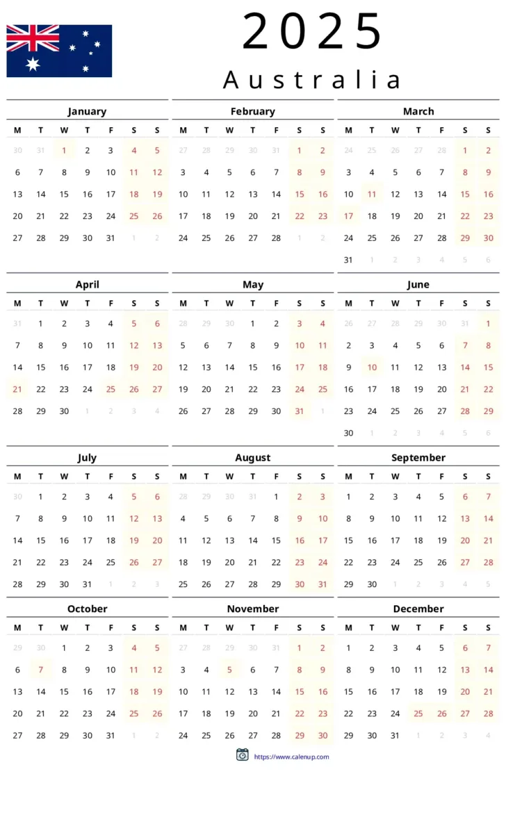 Printable Calendar 2025 Victoria