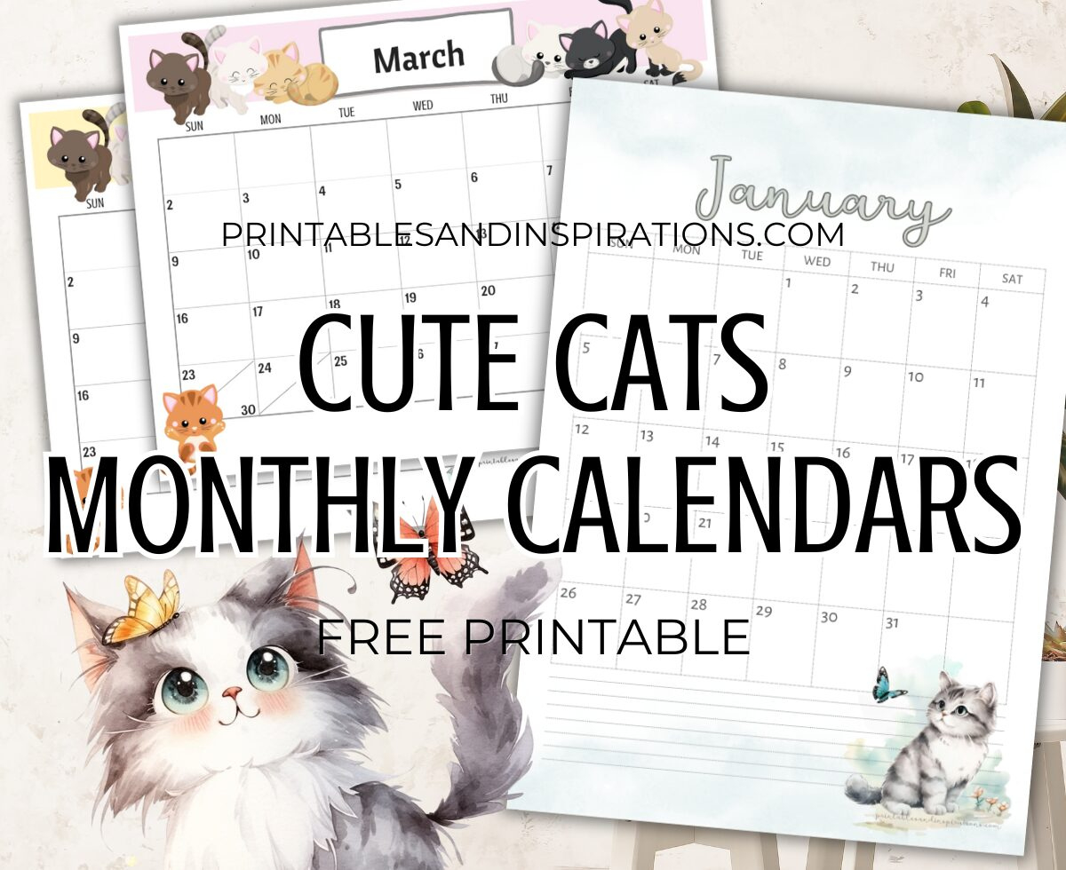 2025 Cute Cats Free Printable Monthly Calendar - Printables And with regard to Printable Calendar 2025 Cat