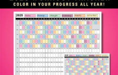 2025 Daily Yearly Workout Tracker Calendar, Coloring Exercise Log inside Workout Calendar 2025 Printable