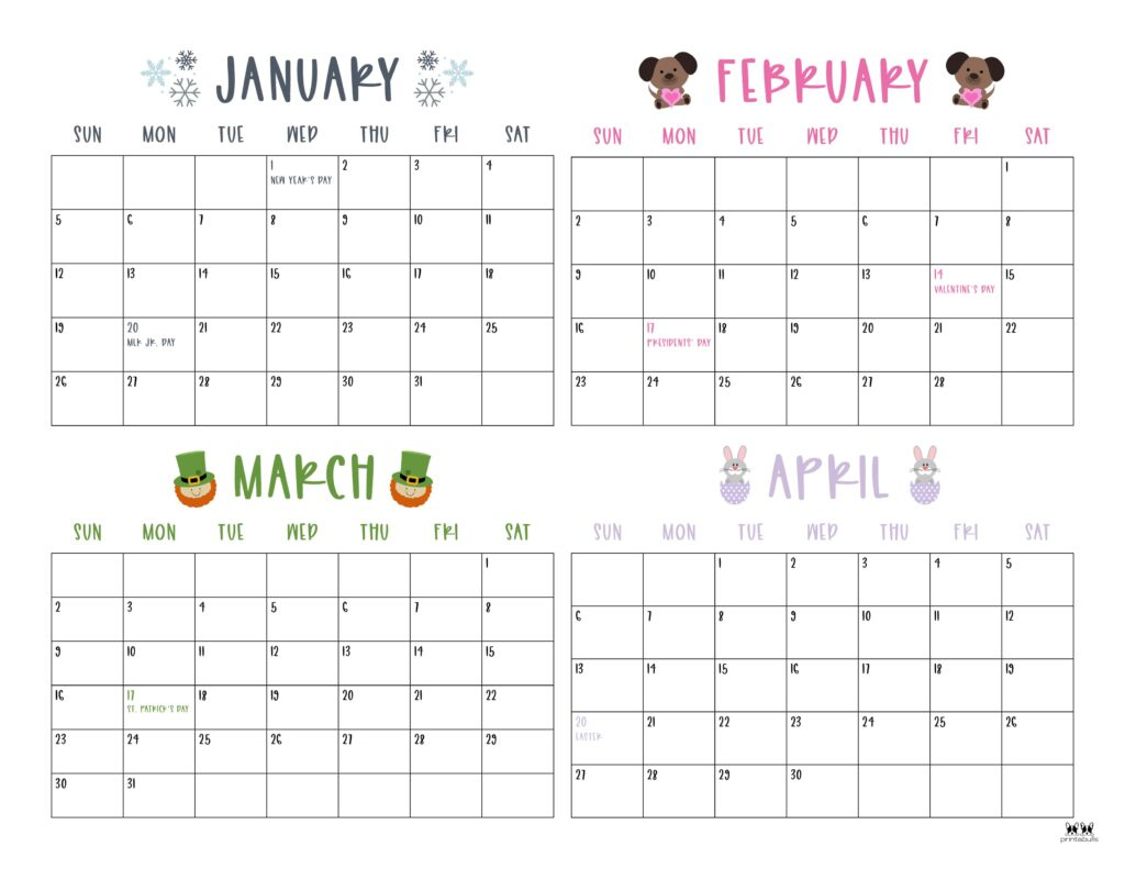 2025 Four Month Calendars - 31 Free Printables | Printabulls for Free Printable Calendar 2025 4 Months Per Page