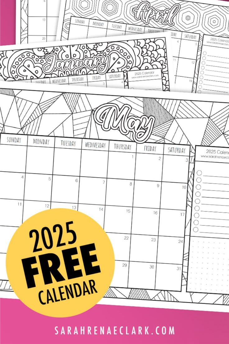 2025 Free Calendar - Printable Coloring Calendar within Free Printable Calendar 2025 Coloring