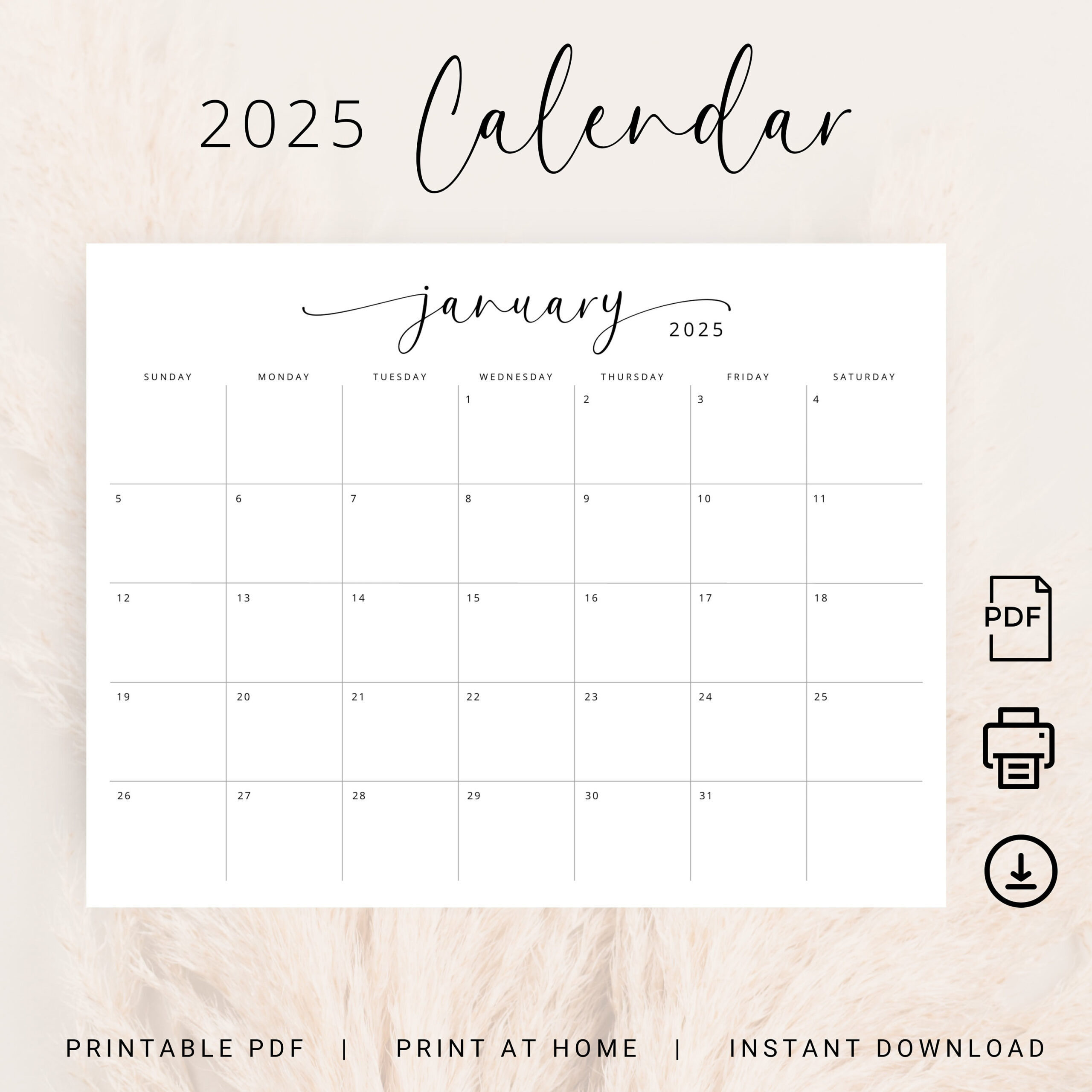 2025 Kalender 2025 Monatsplaner Landschaft Eleganter in Printable Calendar 2025 Etsy