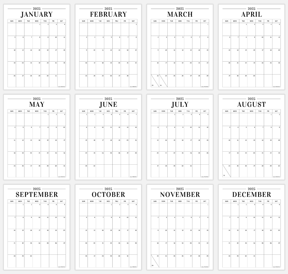 2025 Minimal Calendar Printable (Vertical &amp;amp; Horizontal!) - Jellymemos with regard to Free Printable 2025 Vertical Calendar