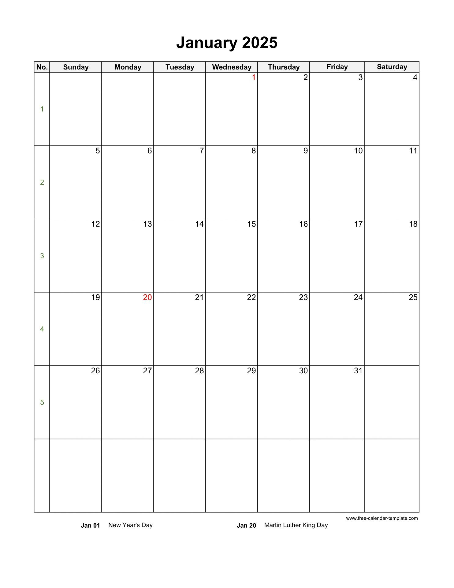 2025 Monthly Calendar (Blank Vertical Template) | Free-Calendar within Free Printable 2025 Vertical Calendar