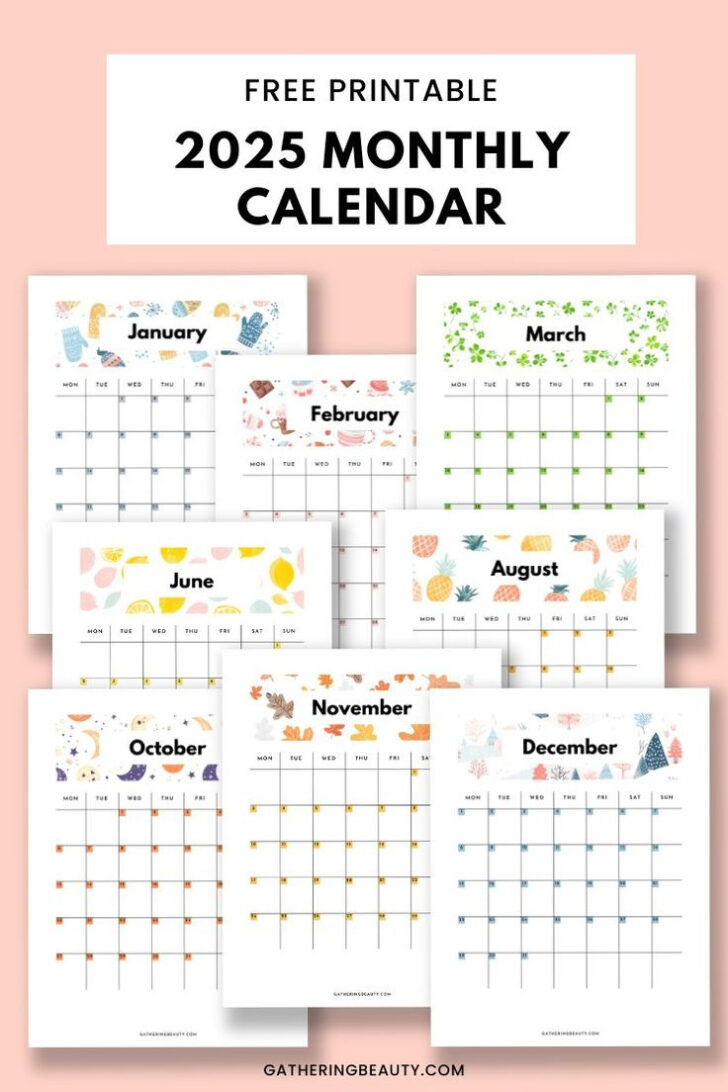 Free Printable Calendar 2025 Waterproof