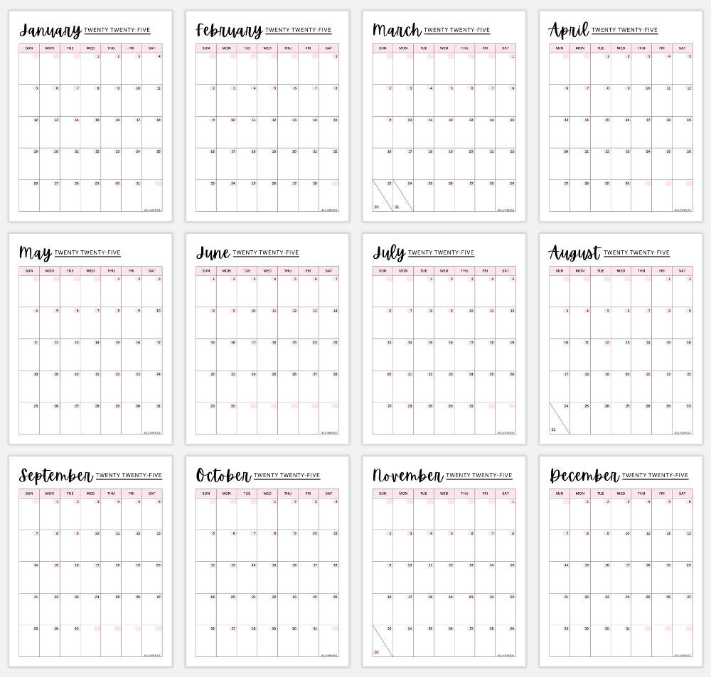 2025 Pink Calendar Printable (Cute &amp;amp; Free!) - Jellymemos throughout Free Printable Calendar 2025 Pink