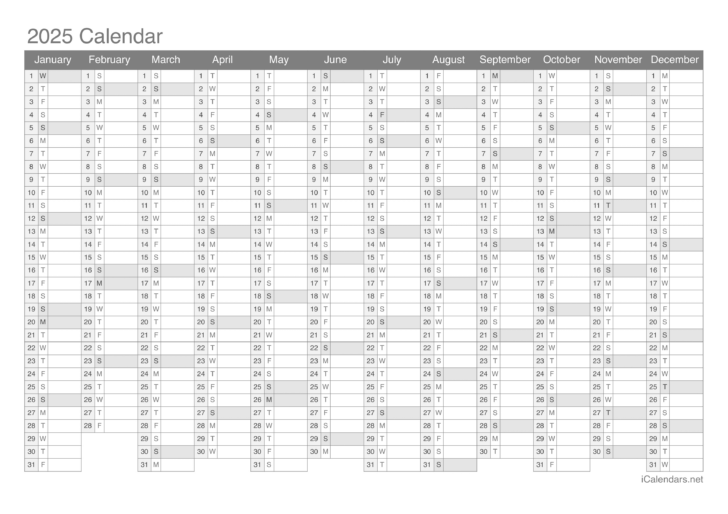 Free Printable Yearly Calendar 2025