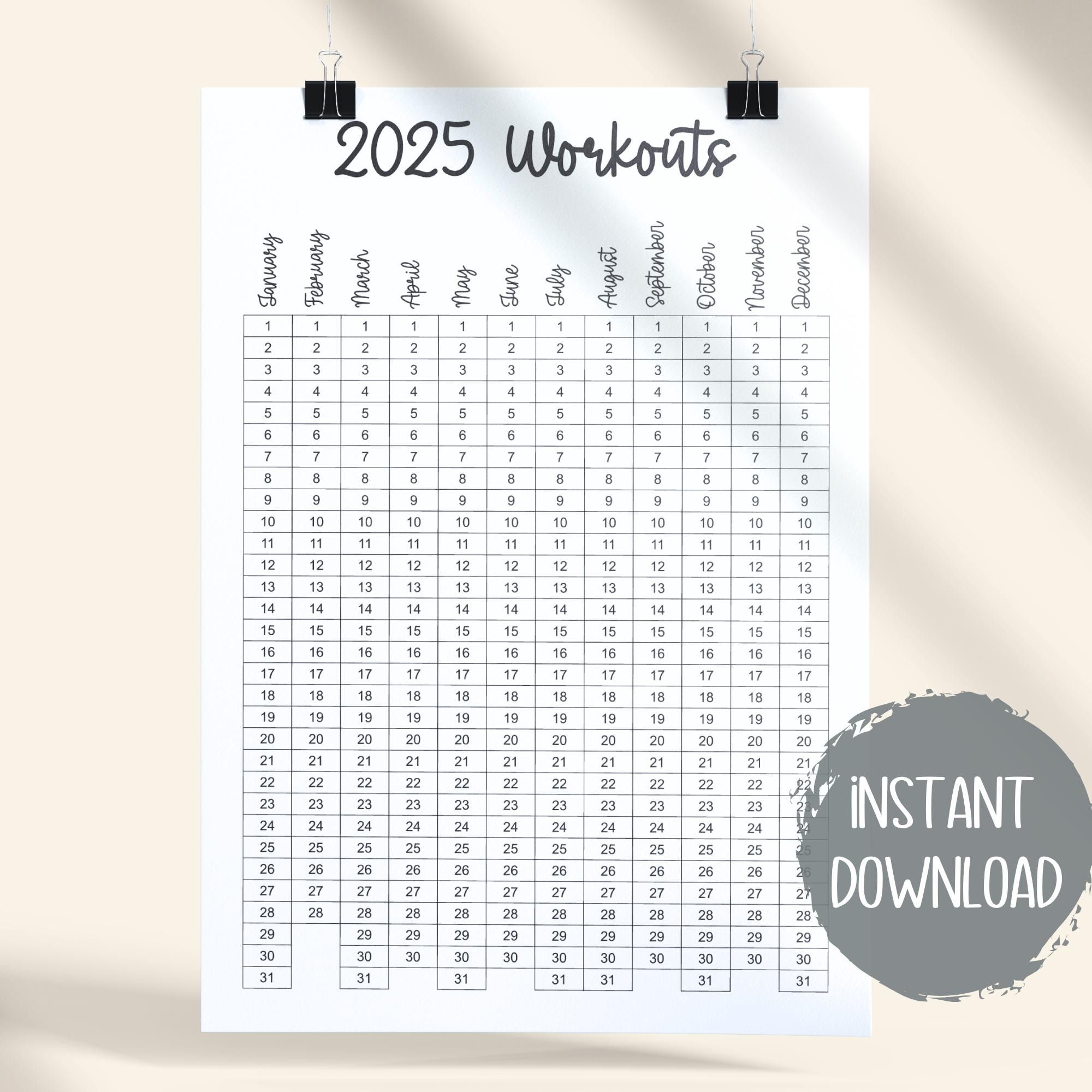 2025 Printable Fitness Monthly Workout Tracker, Workout Calendar pertaining to Workout Calendar 2025 Printable