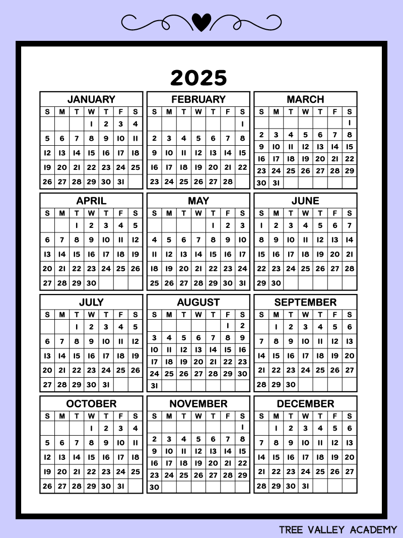 2025 Printable One Page Calendar &amp;amp; Kids Calendar Worksheets intended for 2025 Yearly Calendar Printable One Page