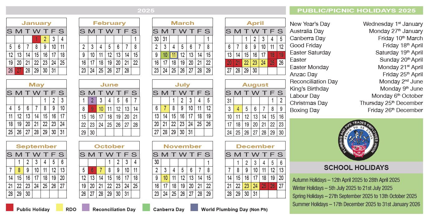 2025 Rdo Calendar regarding Cfmeu Rdo Calendar 2025 Vic Printable