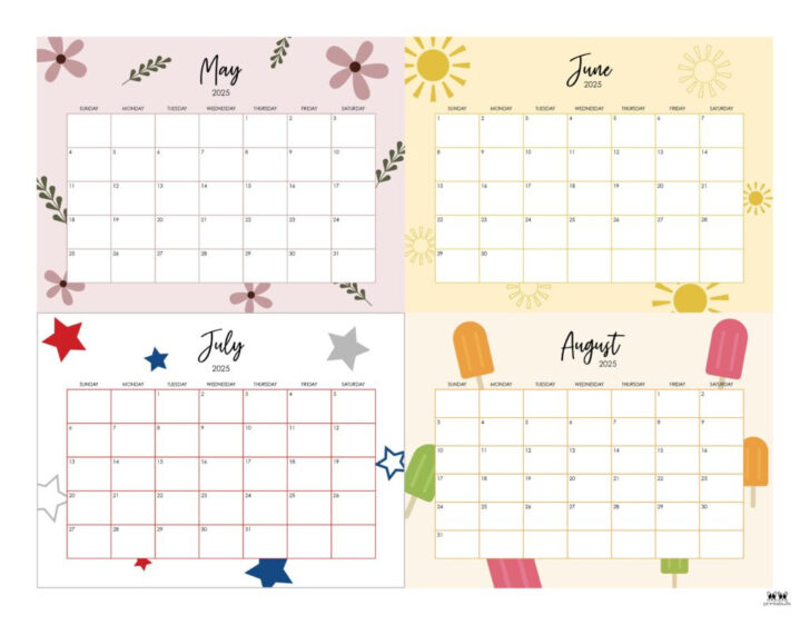 2025 Summer Calendar Printable