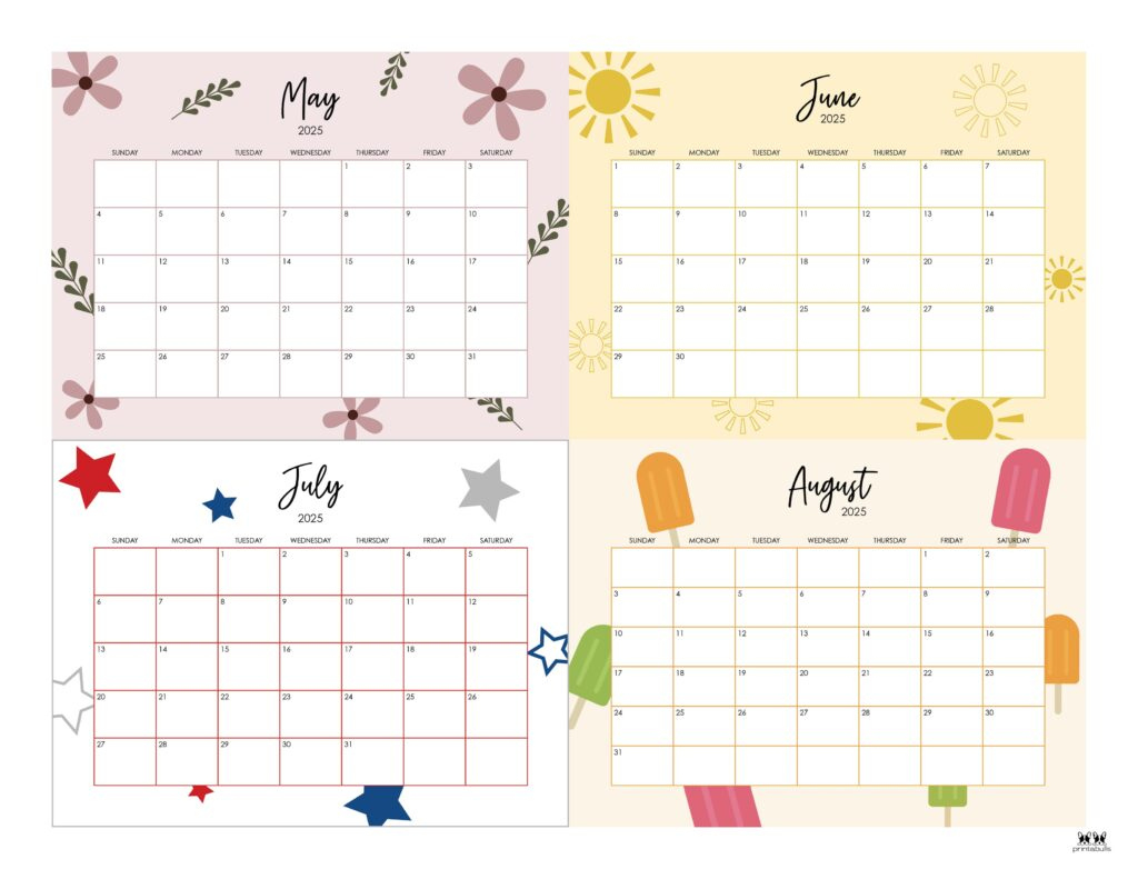 2025 Summer Calendars - 27 Free Printables | Printabulls for 2025 Summer Calendar Printable