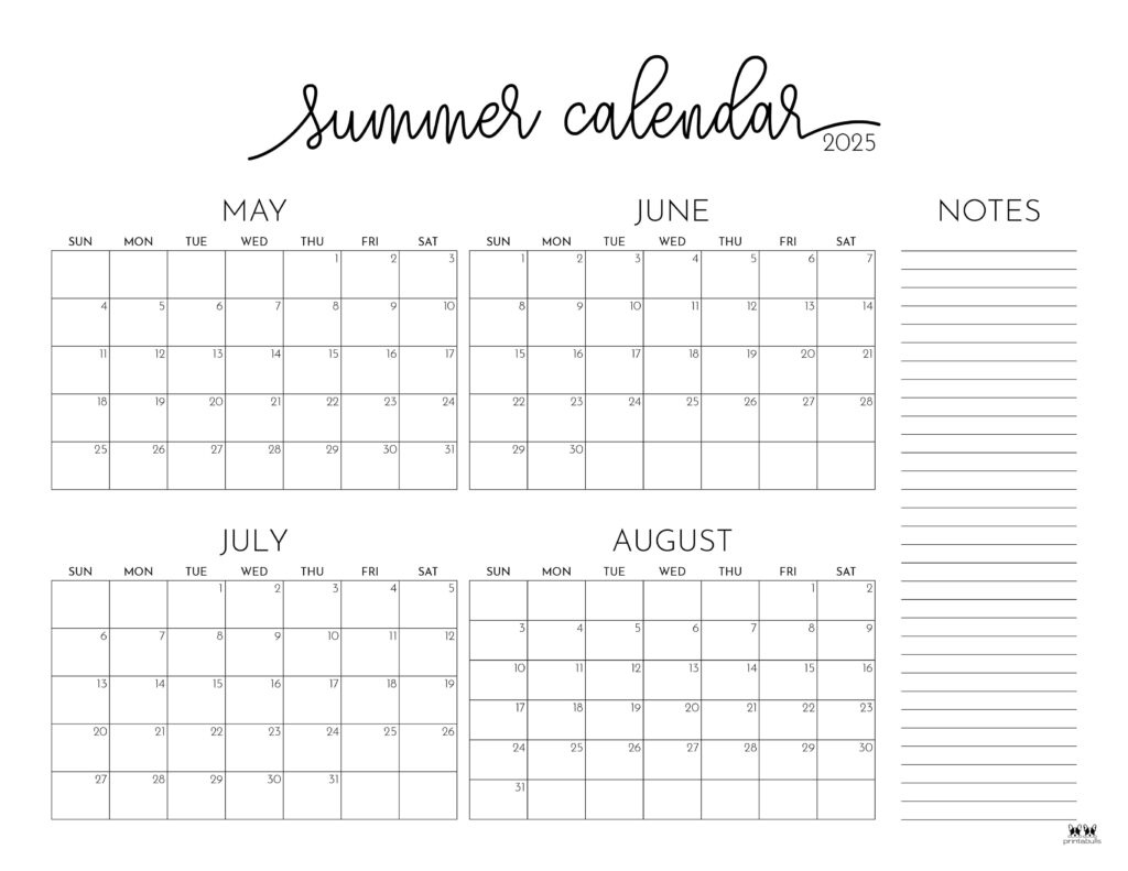 2025 Summer Calendars - 27 Free Printables | Printabulls regarding Printable Calendar 2025 May June July