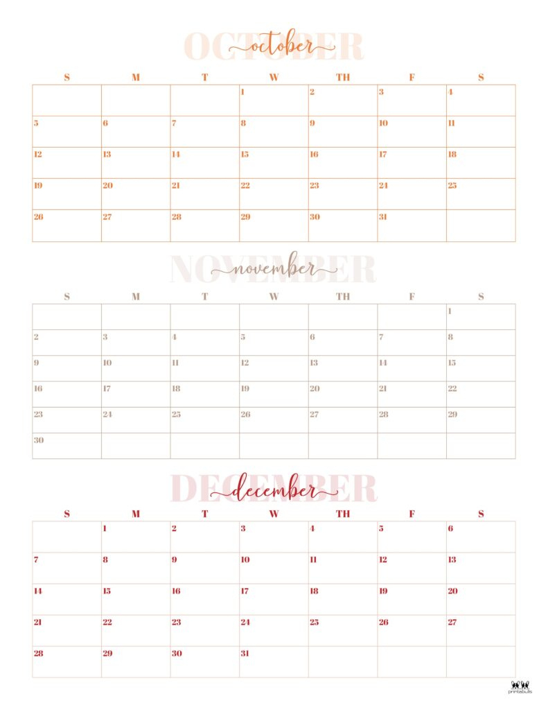 2025 Three Month/Quarterly Calendars - 36 Free Cals | Printabulls with regard to Printable Calendar 2025 3 Months Per Page