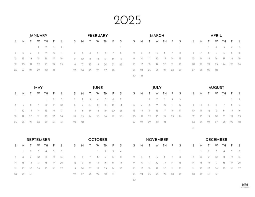2025 Weekly Calendars - All 52 Weeks | Printabulls intended for 52 Week Calendar 2025 Printable Free