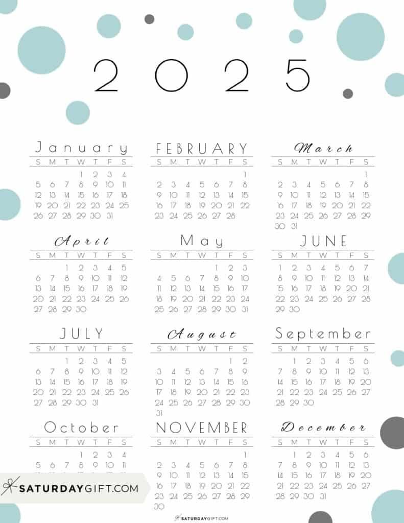 2025 Year At A Glance Calendars - 37 Cute And Free Pdfs inside Cute Calendar 2025 Printable