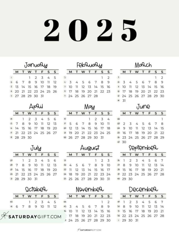 Printable 2025 Calendar Monday Start