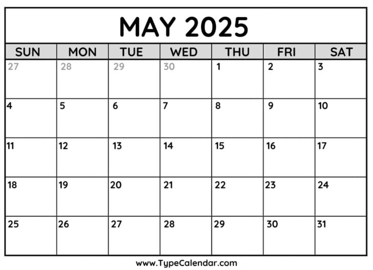 May Printable Calendar 2025 General Blue