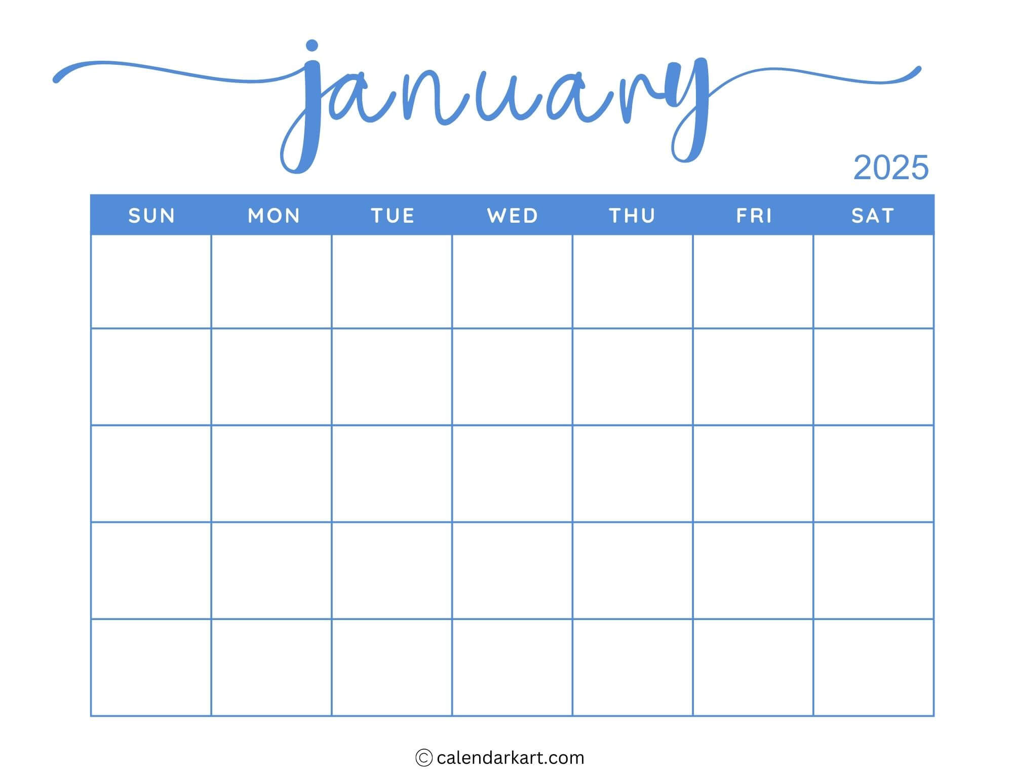 40+ Printable January 2025 Calendars | Free Pdf | Calendarkart pertaining to Free Printable Calendar 2025 Blank