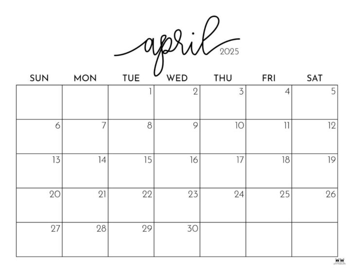May Printable Calendar 2025 April