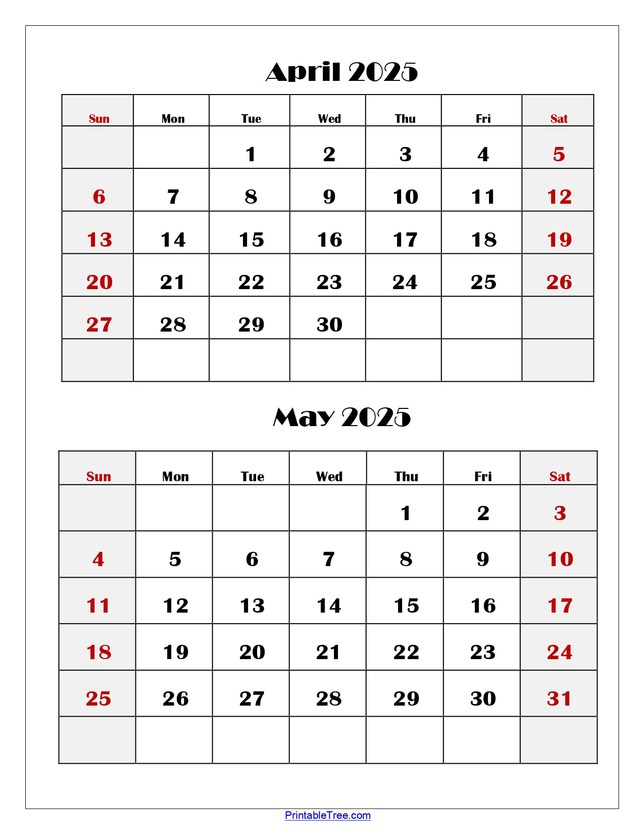 April And May 2025 Calendar Printable | Two Months Calendar inside Printable Calendar 2025 2 Months