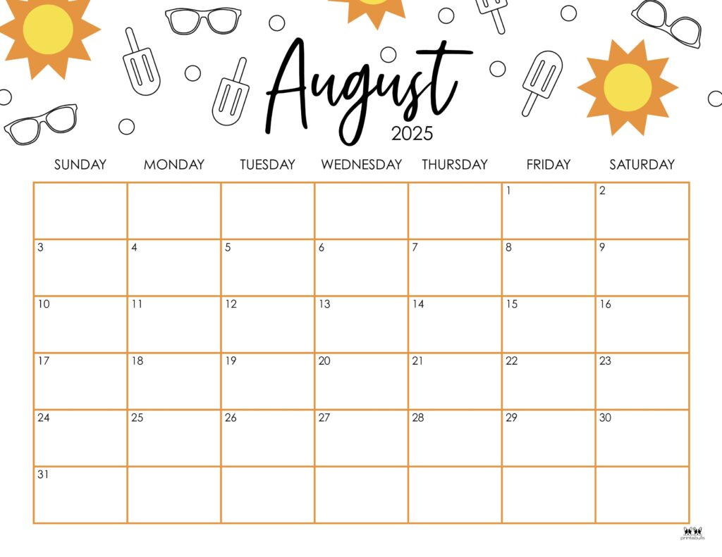 August 2025 Calendars - 107 Free Printables | Printabulls regarding August Printable Calendar 2025