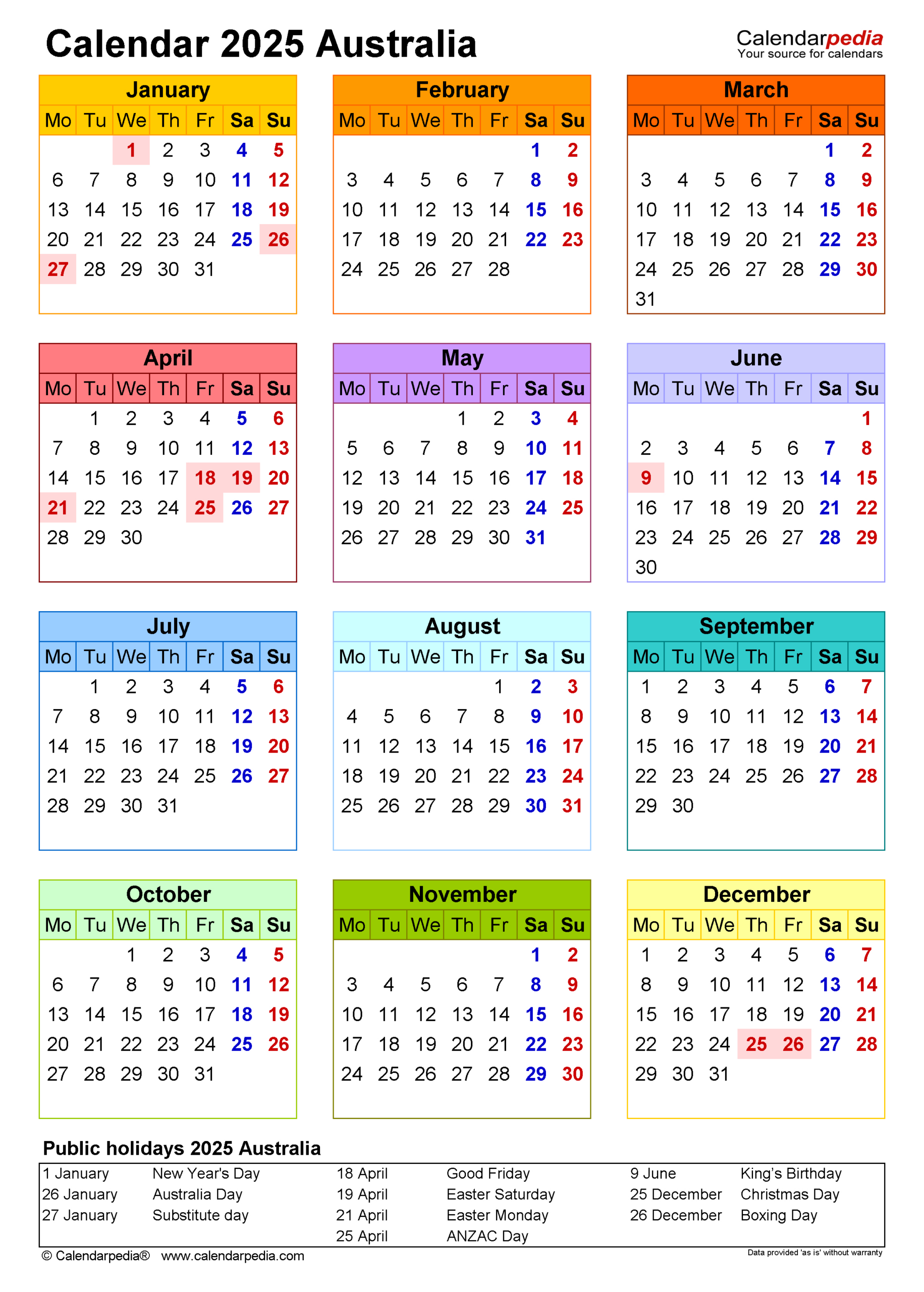 Australia Calendar 2025 - Free Printable Pdf Templates for Printable Calendar 2025 Qld