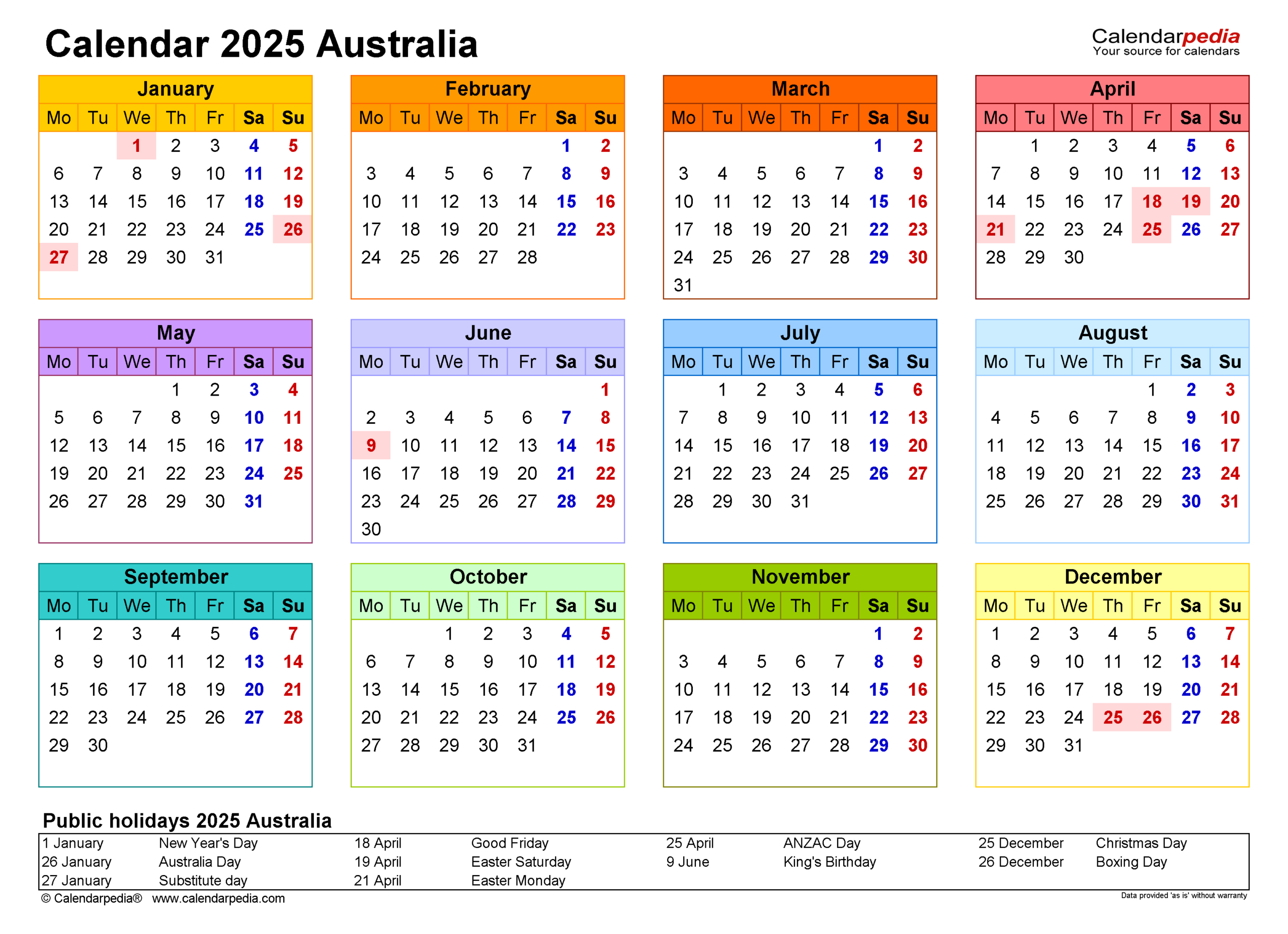Australia Calendar 2025 - Free Printable Pdf Templates inside Printable Calendar 2025 South Australia
