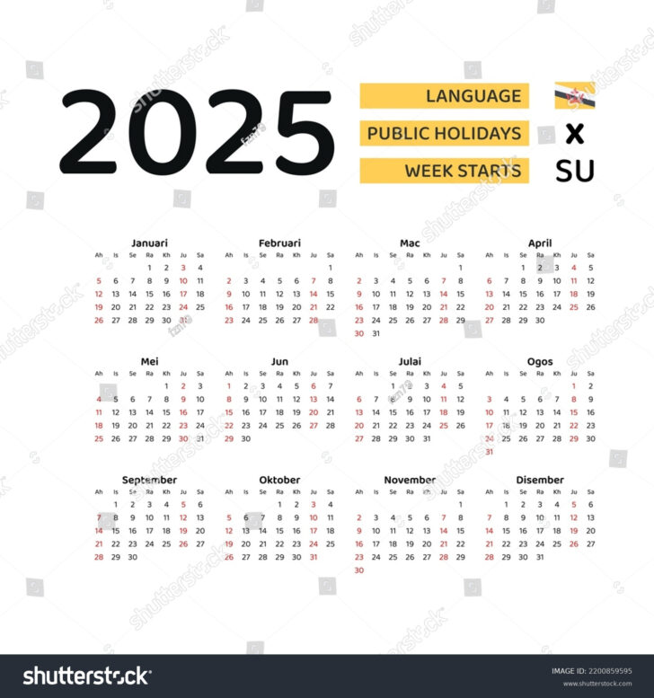 Printable Calendar 2025 Brunei