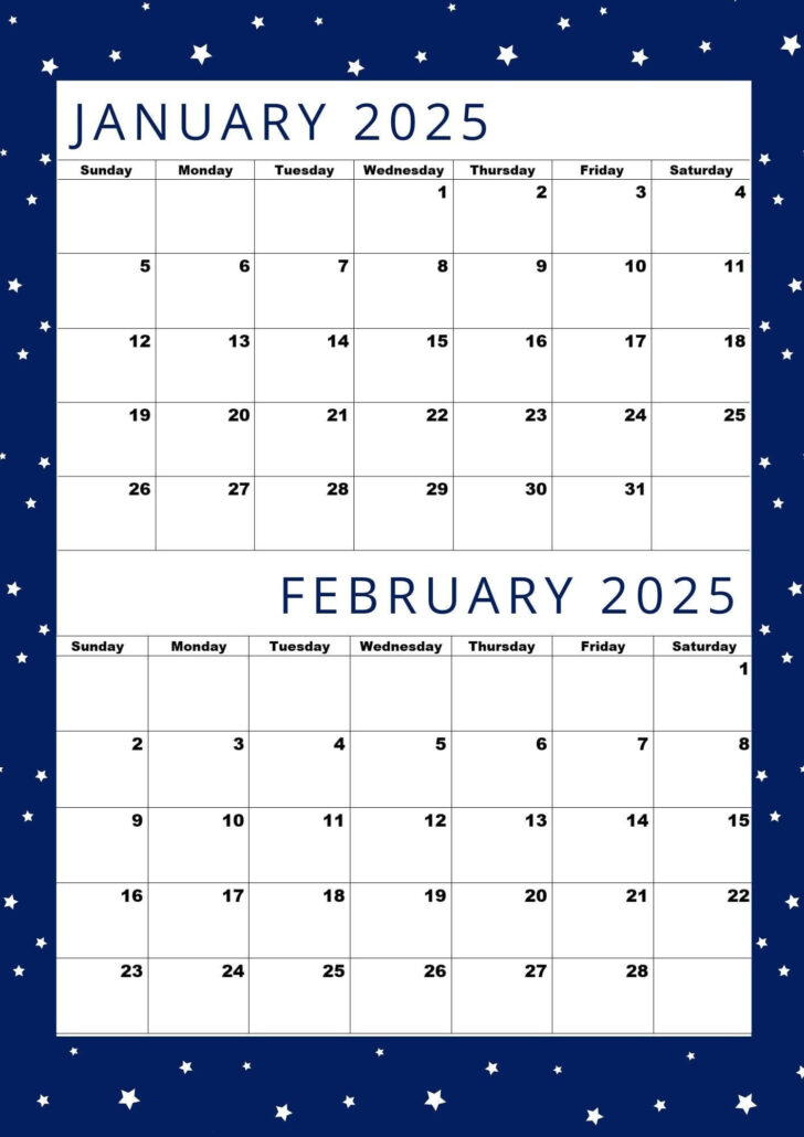 Jan Feb 2025 Calendar Printable