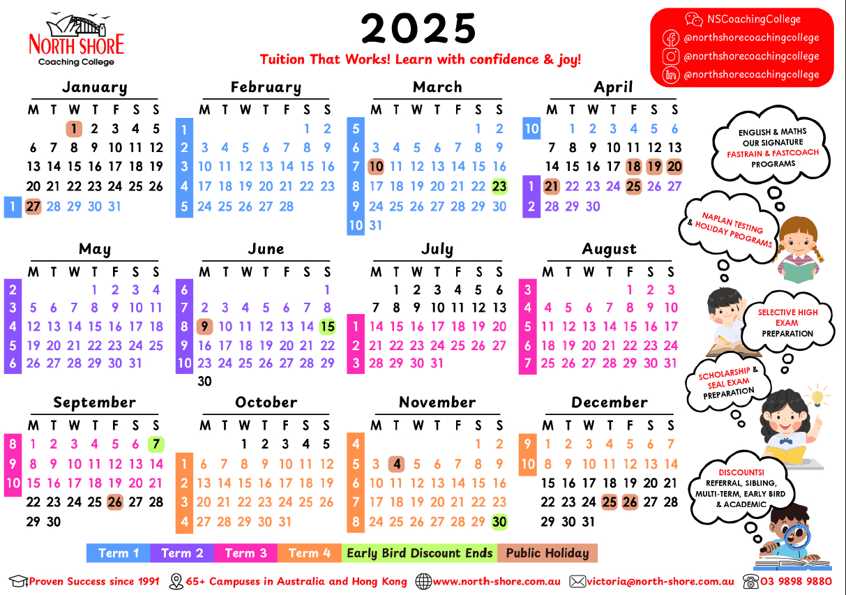 Calendar View | North Shore Coaching College inside Printable Calendar 2025 Victoria