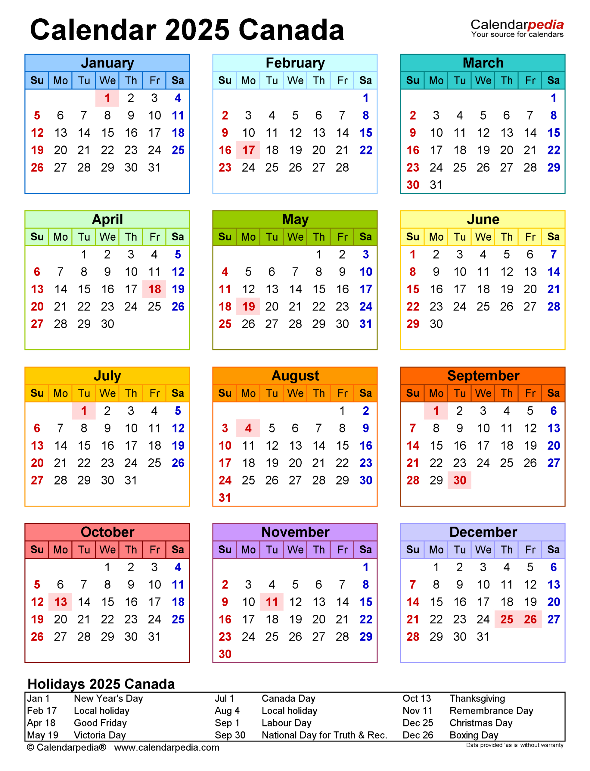 Canada Calendar 2025 - Free Printable Pdf Templates throughout Printable Calendar 2025 Canada Holidays