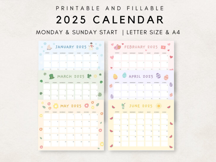 Printable Calendar 2025 Etsy