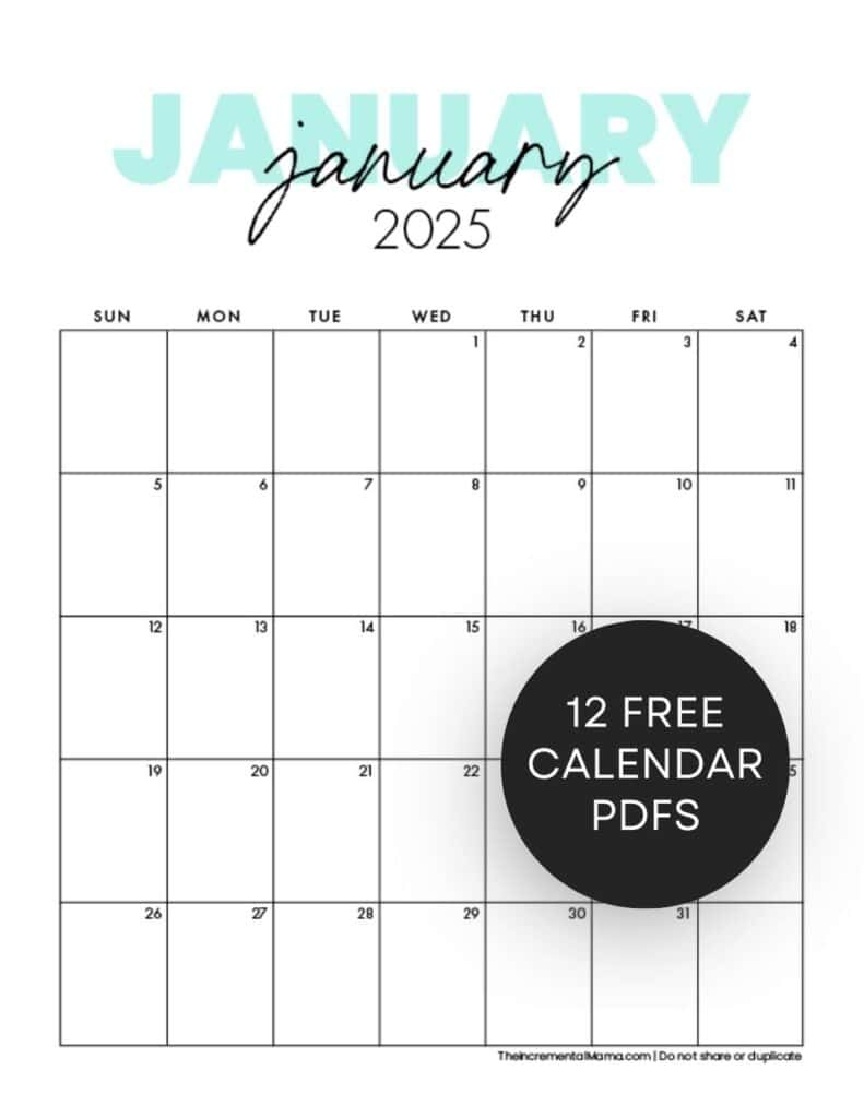 Cute 2025 Monthly Calendar Free Printable within Printable Calendar 2025 to Print Free