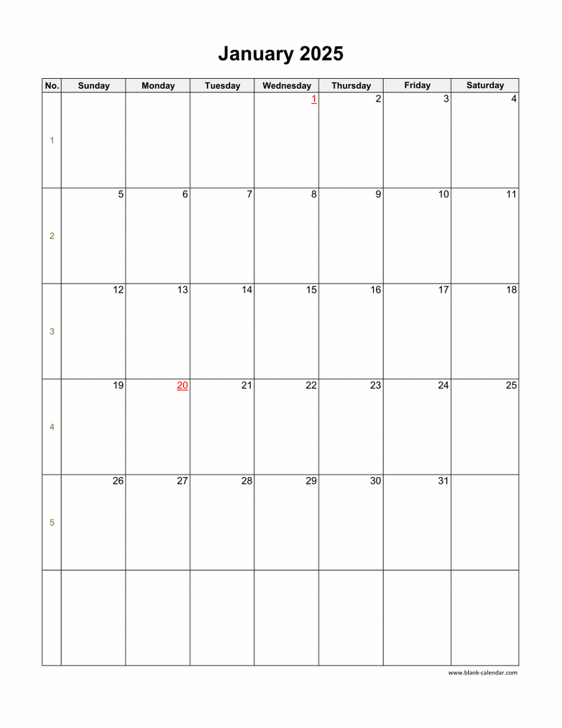 Download Blank Calendar 2025 (12 Pages, One Month Per Page, Vertical) throughout Free Printable Calendar 2025 Portrait Free Download
