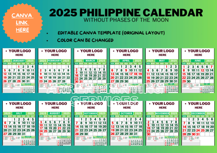 Printable Calendar 2025 Philippines Editable