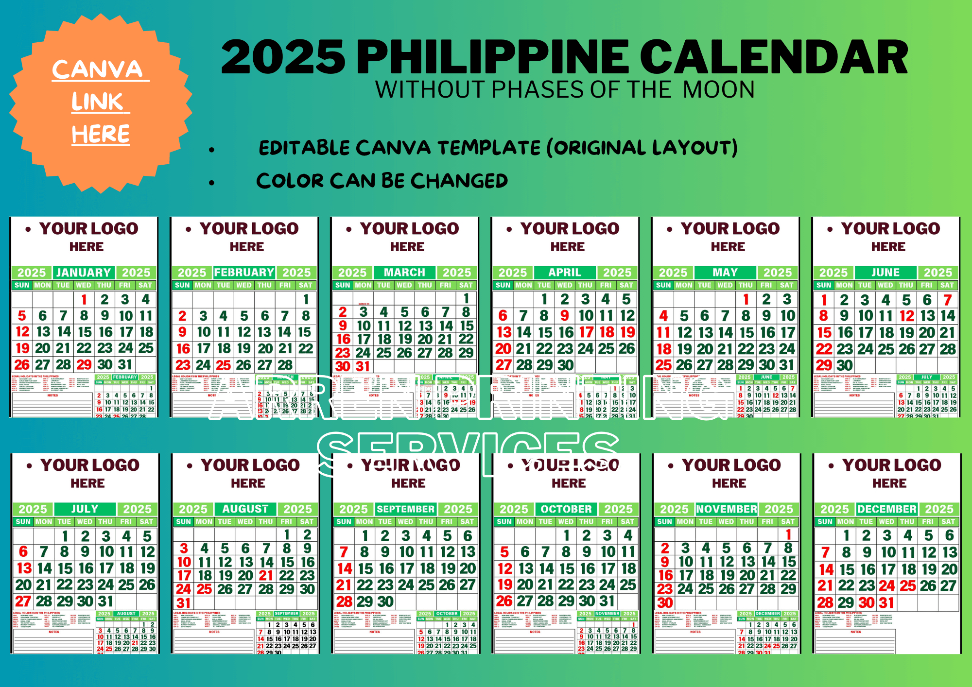 Editable 2025 Philippine Calendar Template (With And Without for Printable Calendar 2025 Philippines Editable