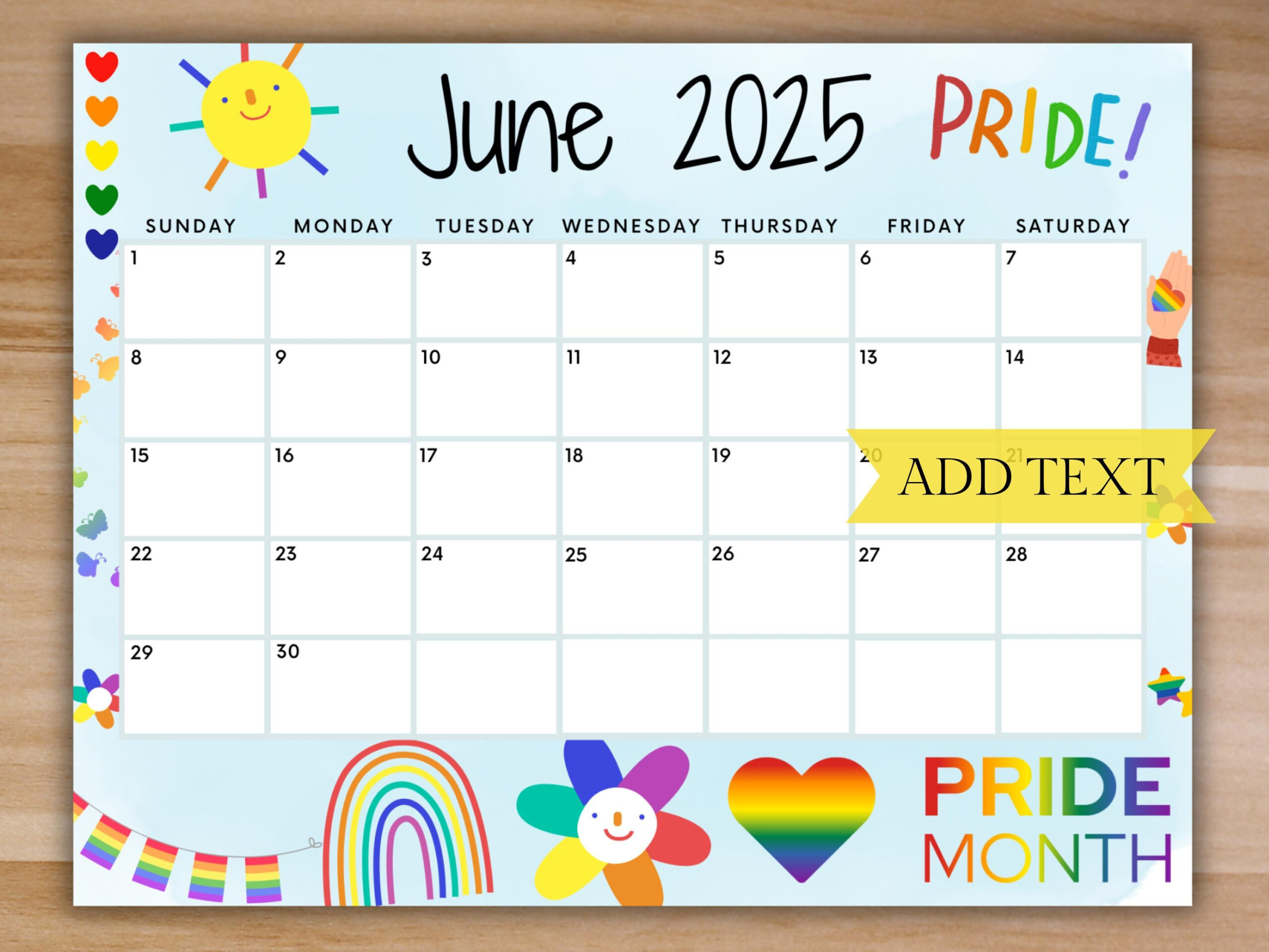 Editierbarer Kalender Juni 2025, Druckbarer Schulkalender, Süßer pertaining to July Pride Month Calendar 2025