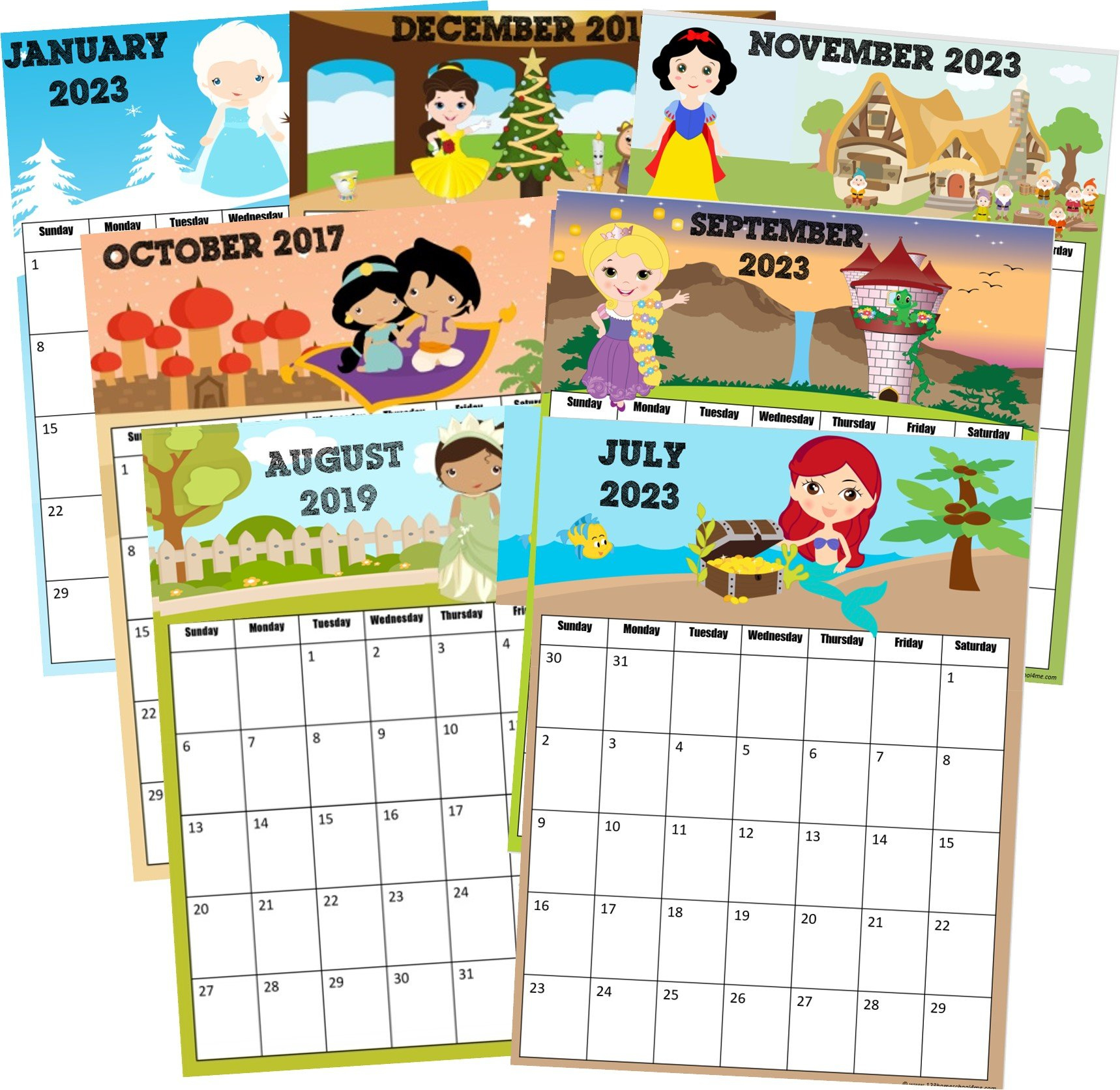 👑 Free Printable Disney Princess Calendar 2025 throughout Free Printable Calendar 2025 Disney