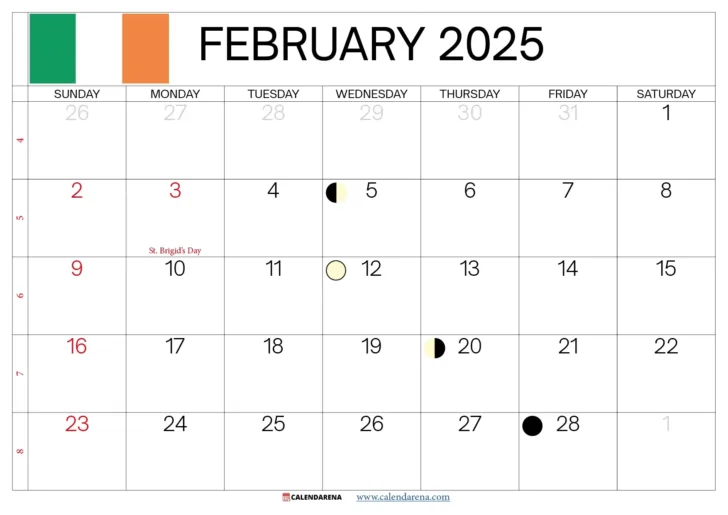 Printable Calendar 2025 Ireland Free
